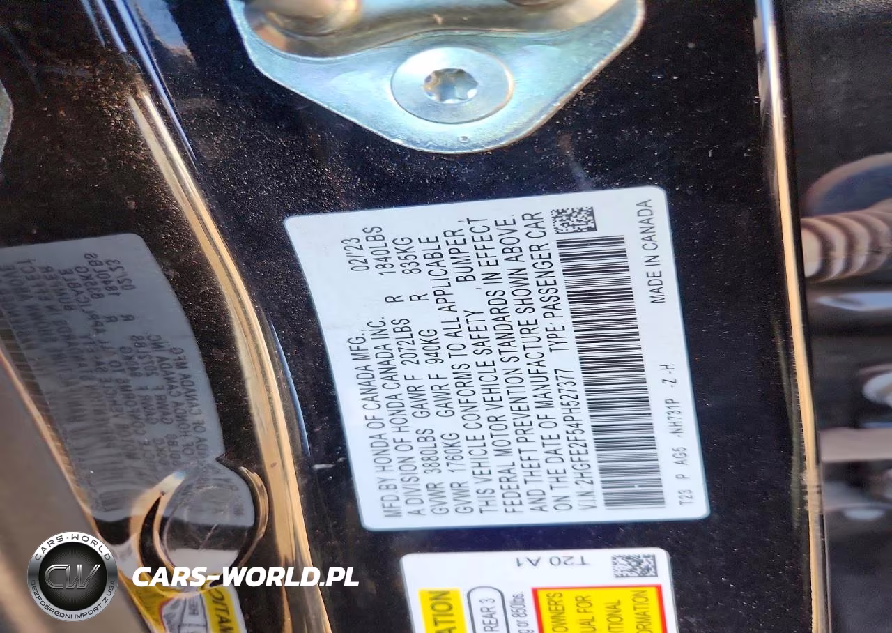 2023 Honda Civic Sport VIN:2HGFE2F54PH527377 - 12