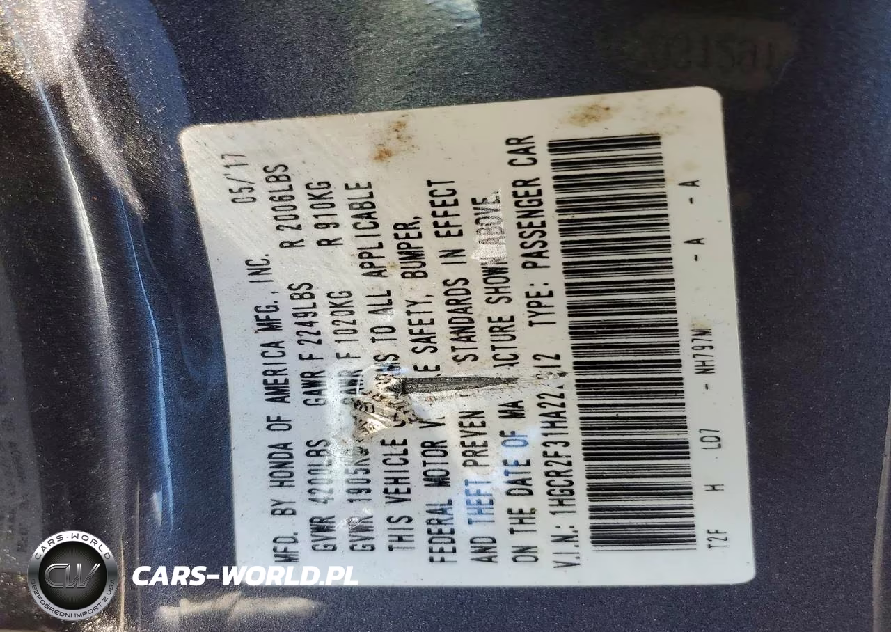 2017 Honda Accord Lx VIN:1HGCR2F31HA222912 - 12