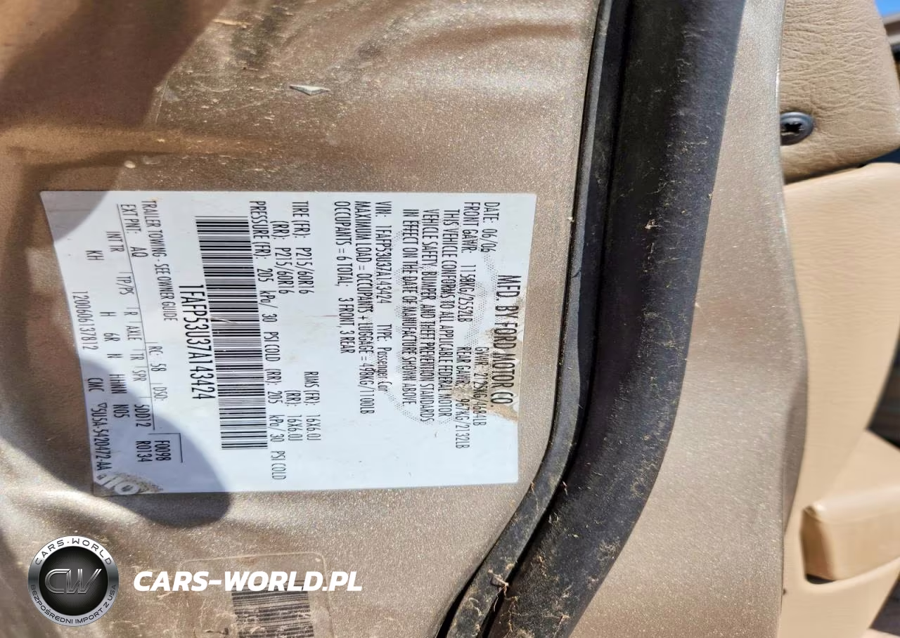 2007 Ford Taurus Se VIN:1FAFP53U37A143424 - 12