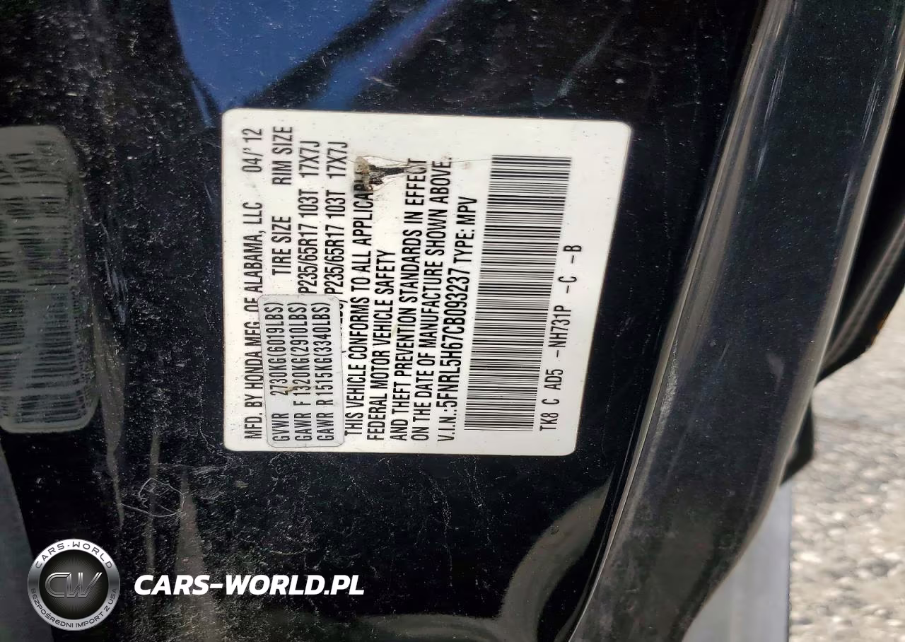 2012 Honda Odyssey Exl VIN:5FNRL5H67CB093237 - 13
