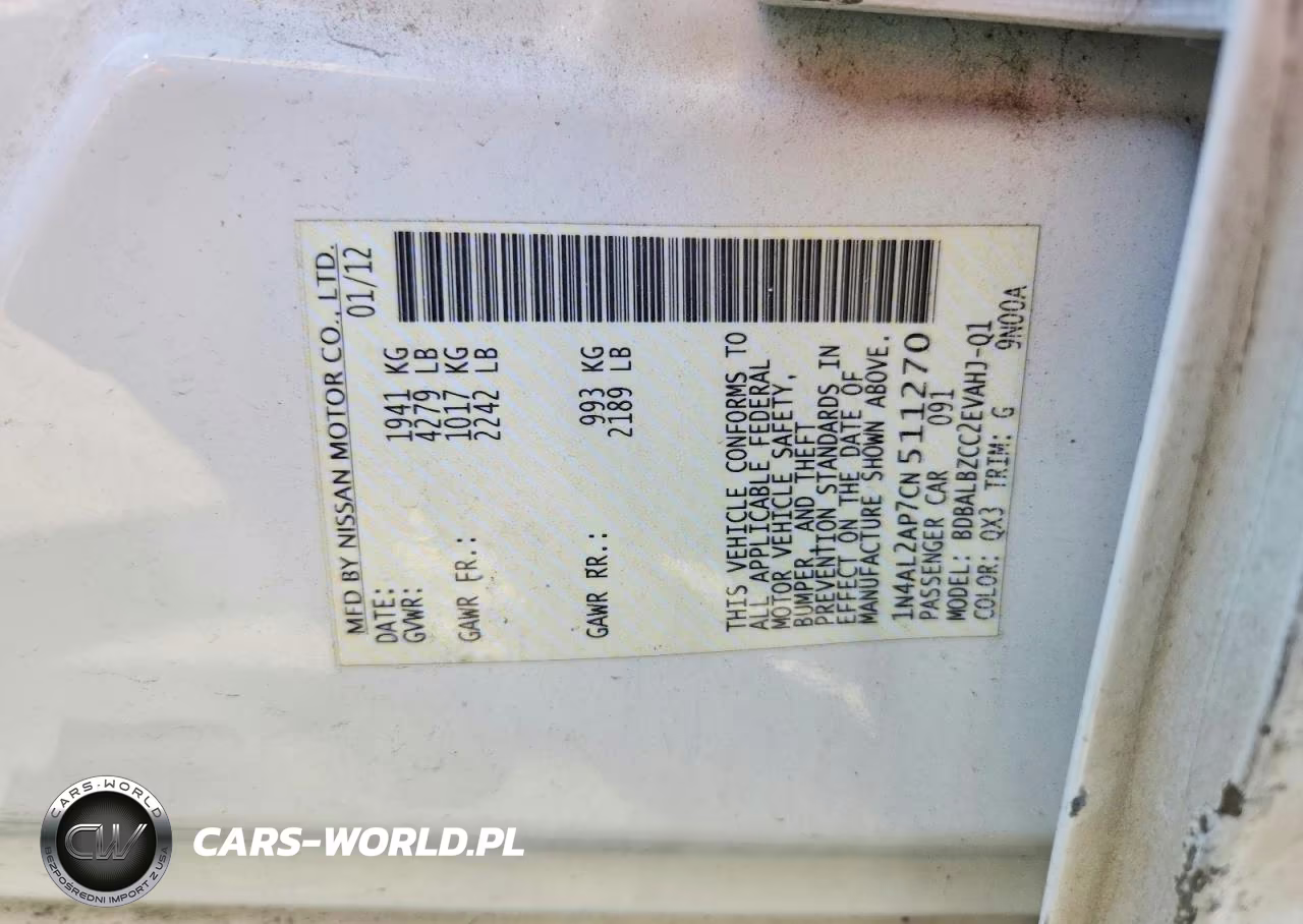 2012 Nissan Altima VIN:1N4AL2AP7CN511270 - 12
