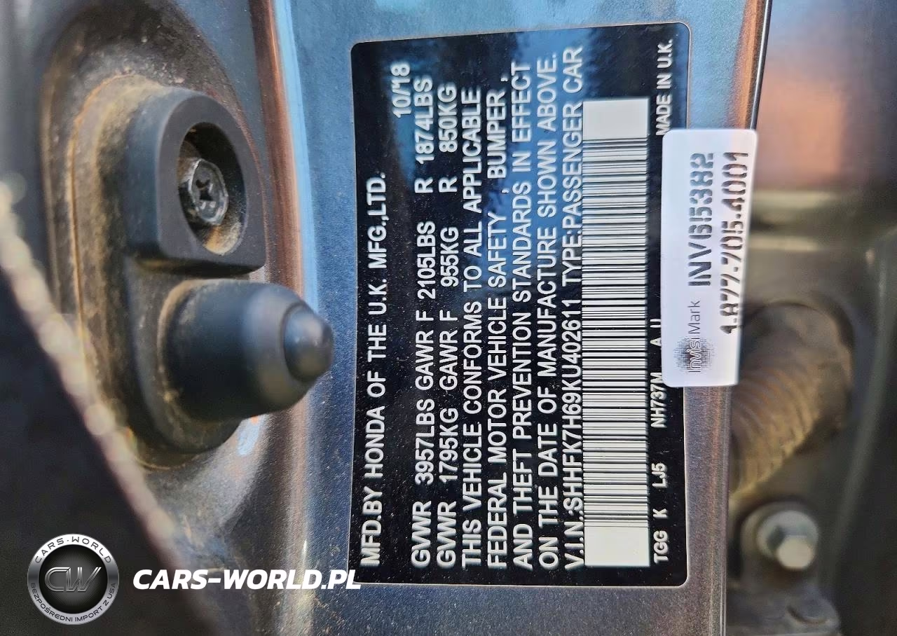 2019 Honda Civic Ex VIN:SHHFK7H69KU402611 - 13