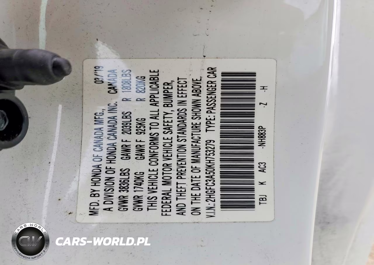 2019 Honda Civic Si VIN:2HGFC3A50KH753279 - 12