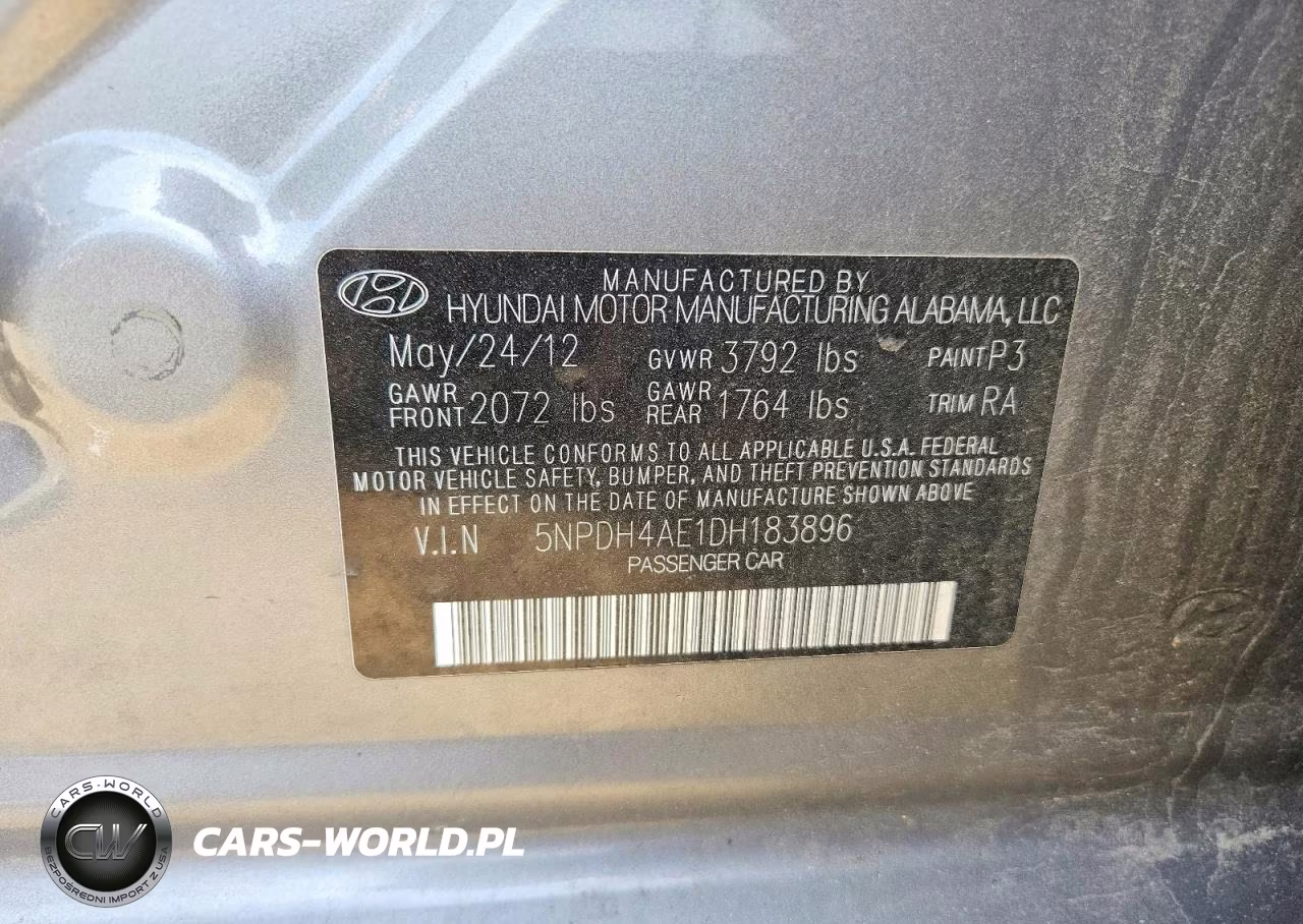 2013 Hyundai Elantra Gls VIN:5NPDH4AE1DH183896 - 12