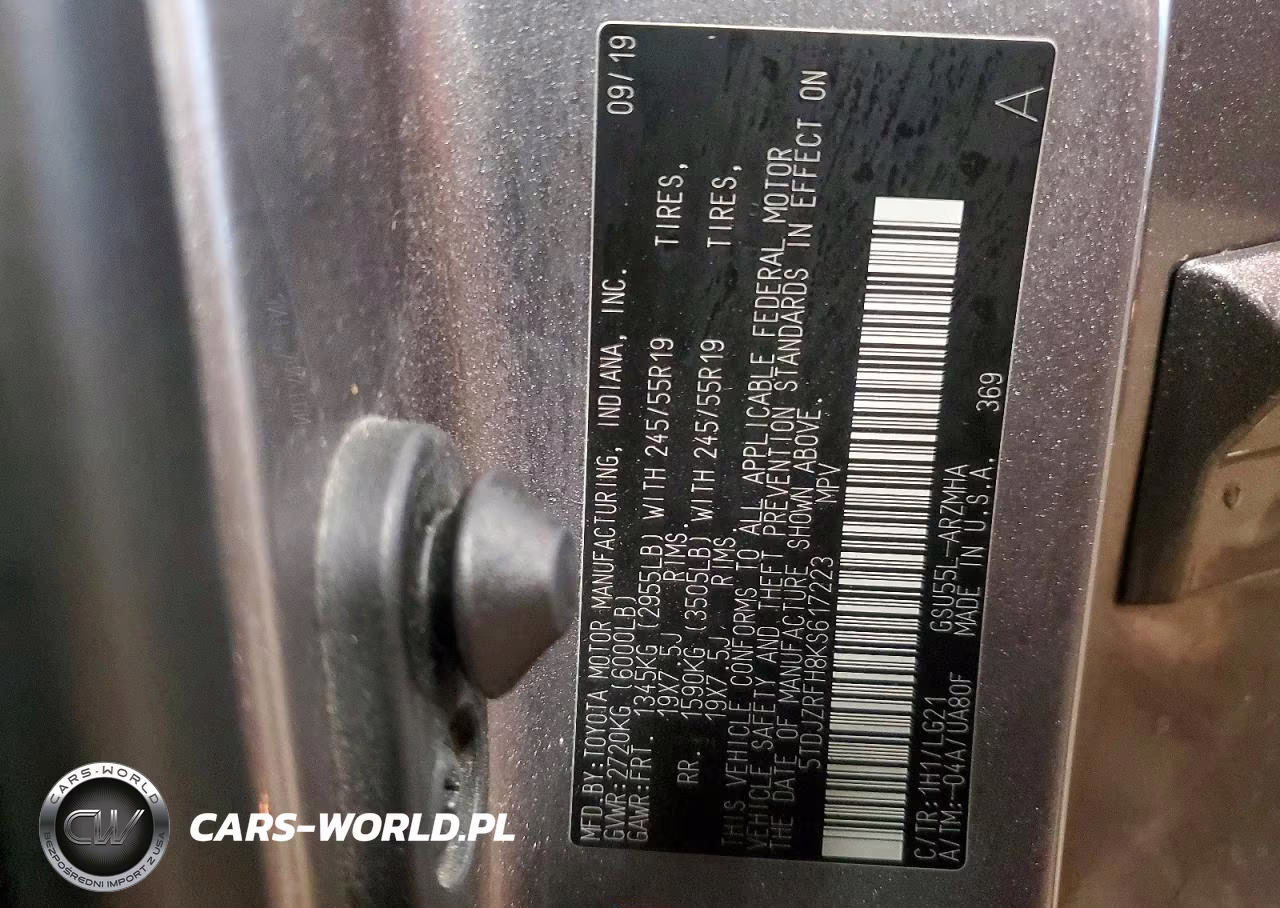 2019 Toyota Highlander Se VIN:5TDJZRFH8KS617223 - 13