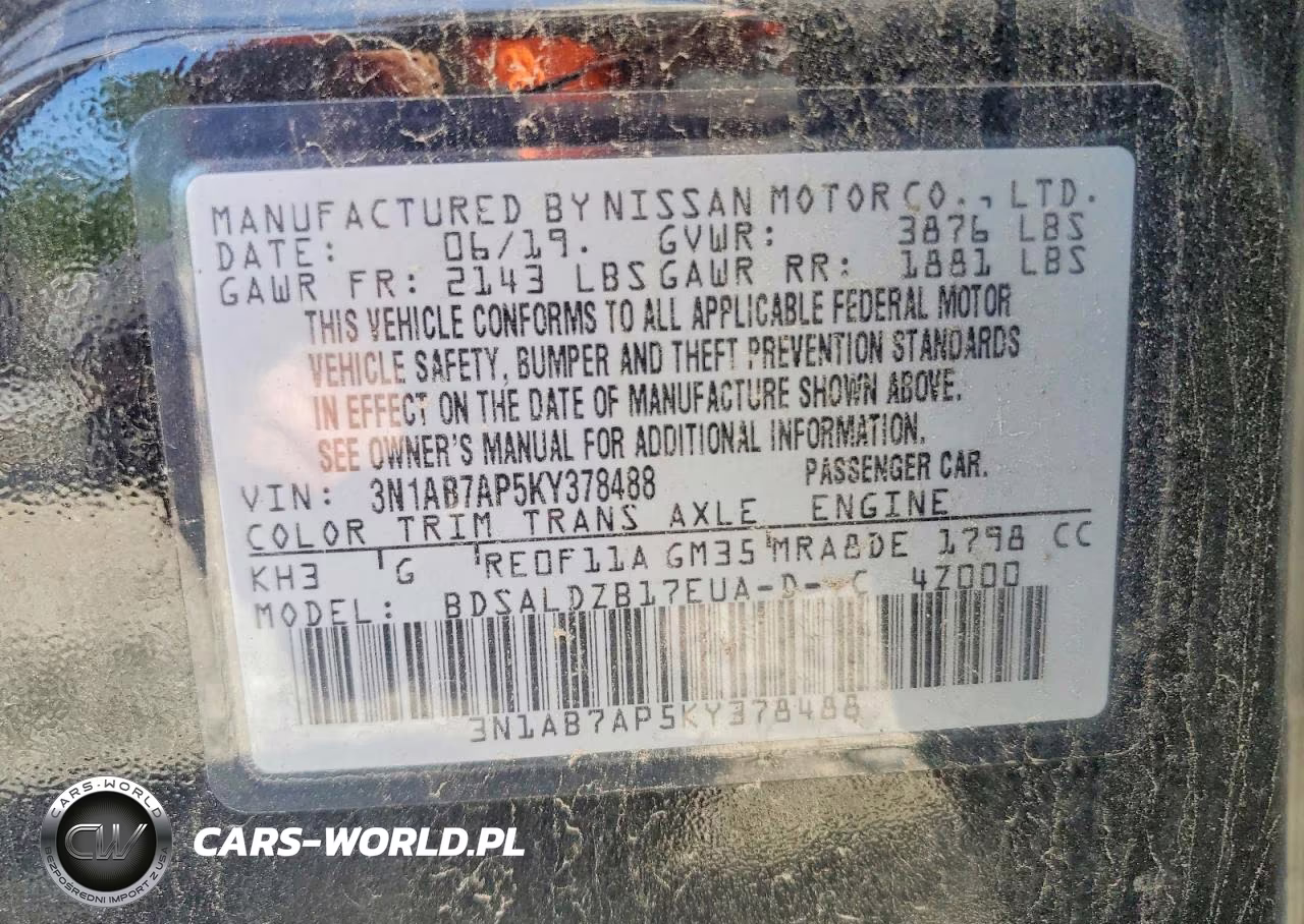 2019 Nissan Sentra Sv VIN:3N1AB7AP5KY378488 - 12