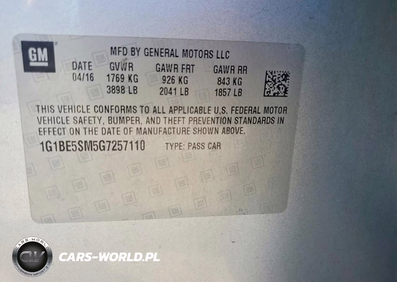 2016 Chevrolet Cruze Lt VIN:1G1BE5SM5G7257110 - 12