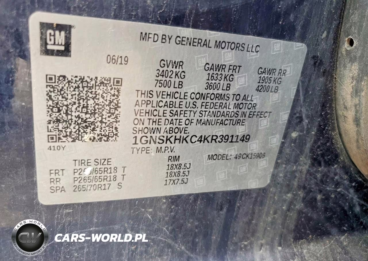 2019 Chevrolet Suburban K1500 Lt VIN:1GNSKHKC4KR391149 - 13