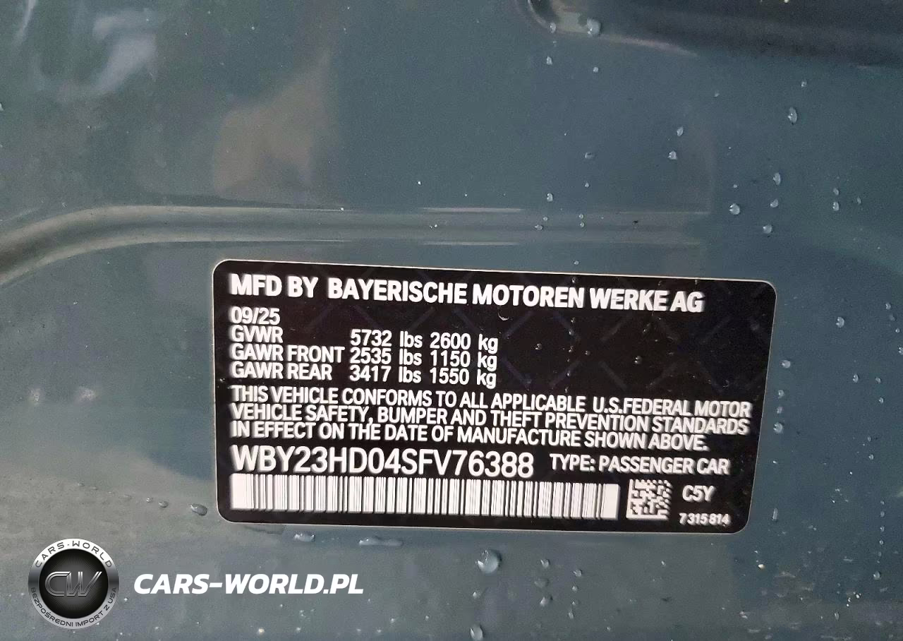 2025 BMW I4 Edrive 40 VIN:WBY23HD04SFV76388 - 13