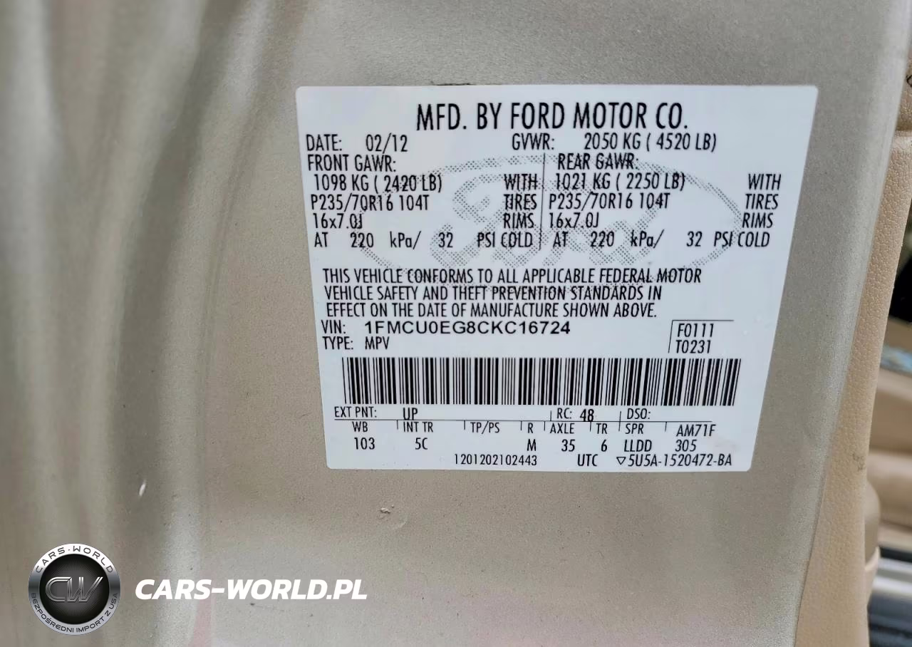 2012 Ford Escape Limited VIN:1FMCU0EG8CKC16724 - 13
