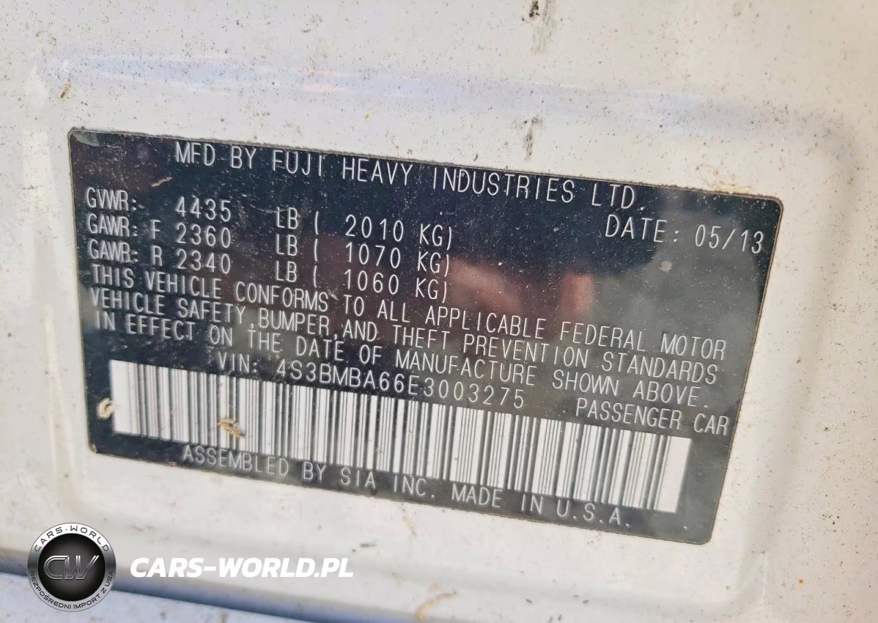2014 Subaru Legacy 2.5I VIN:4S3BMBA66E3003275 - 12