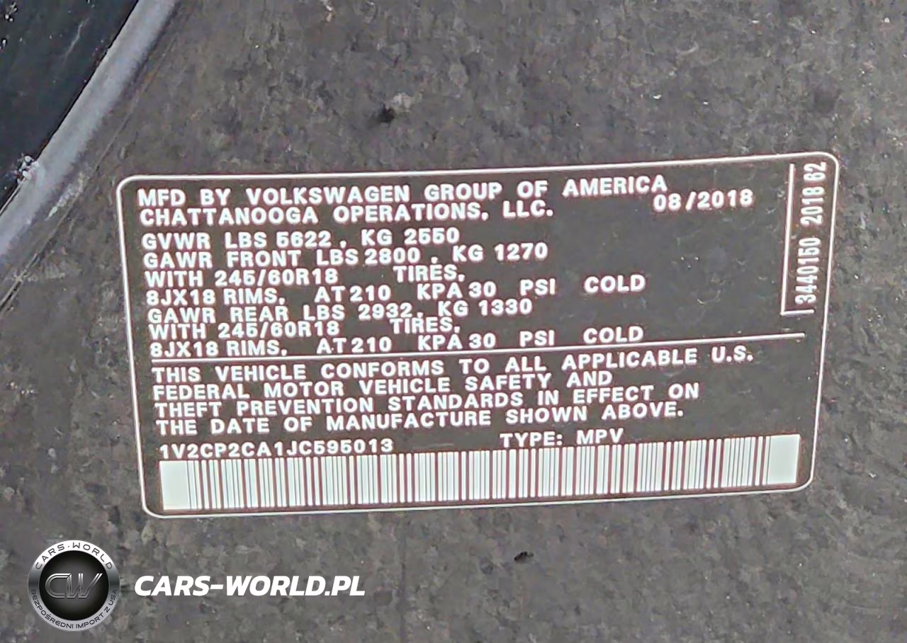 2018 Volkswagen Atlas Se VIN:1V2CP2CA1JC595013 - 13