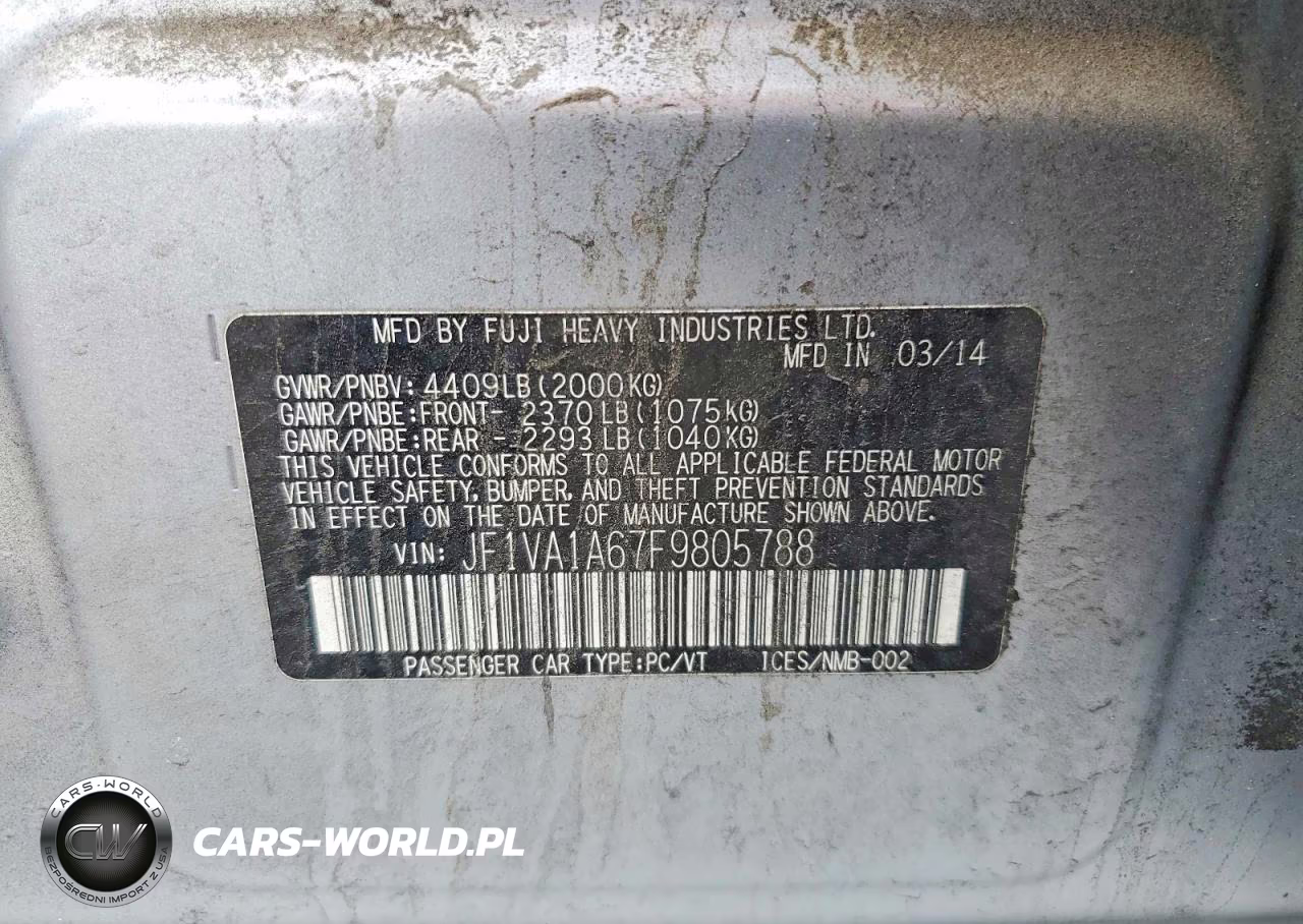 2015 Subaru Wrx VIN:JF1VA1A67F9805788 - 12