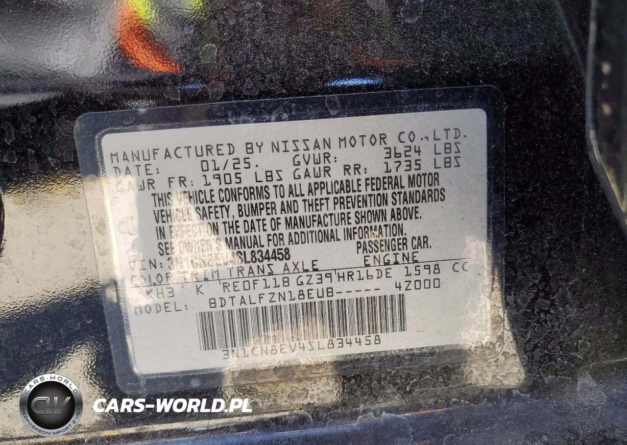 2025 Nissan Versa Sv VIN:3N1CN8EV4SL834458 - 13