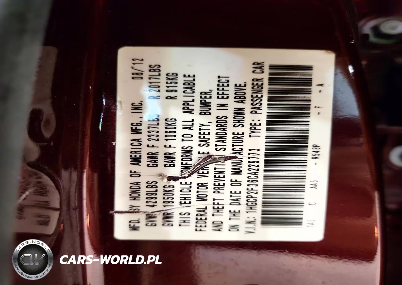 2012 Honda Accord Lx VIN:1HGCP2F36CA229773 - 12