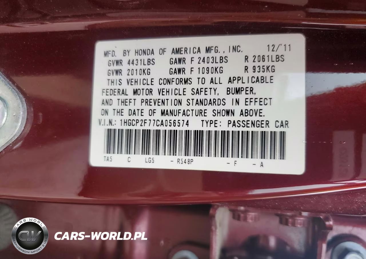 2012 Honda Accord Ex VIN:1HGCP2F77CA056574 - 12
