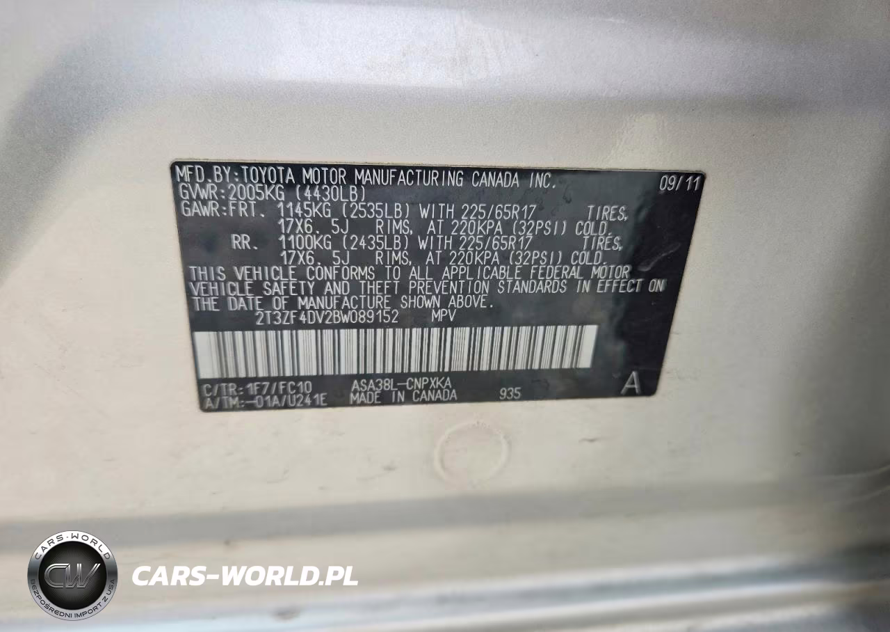 2011 Toyota Rav4 Base VIN:2T3ZF4DV2BW089152 - 13