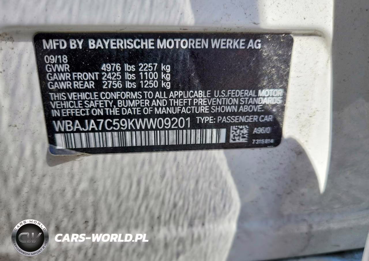 2019 BMW 530 Xi VIN:WBAJA7C59KWW09201 - 12