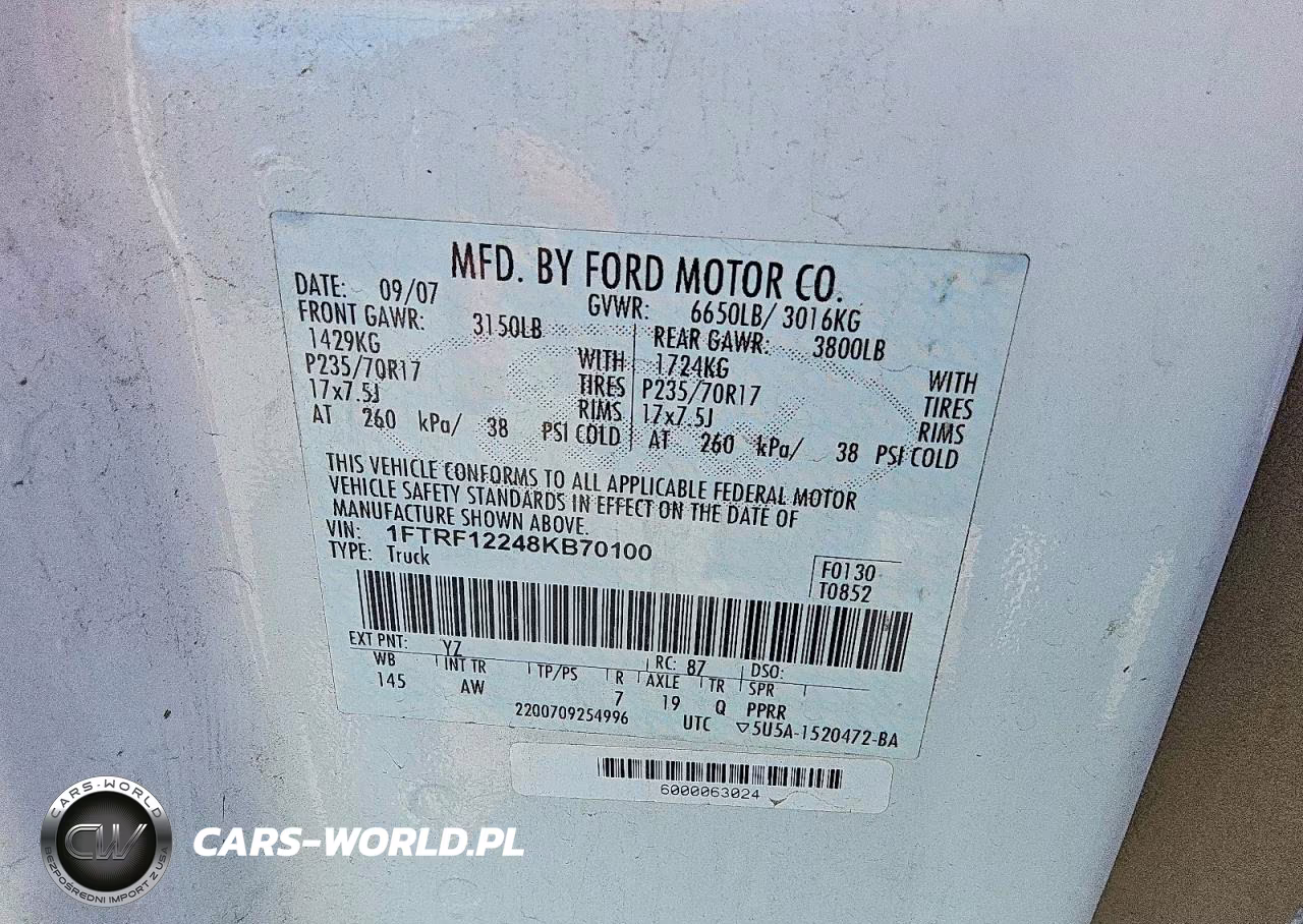2008 Ford F150 VIN:1FTRF12248KB70100 - 12