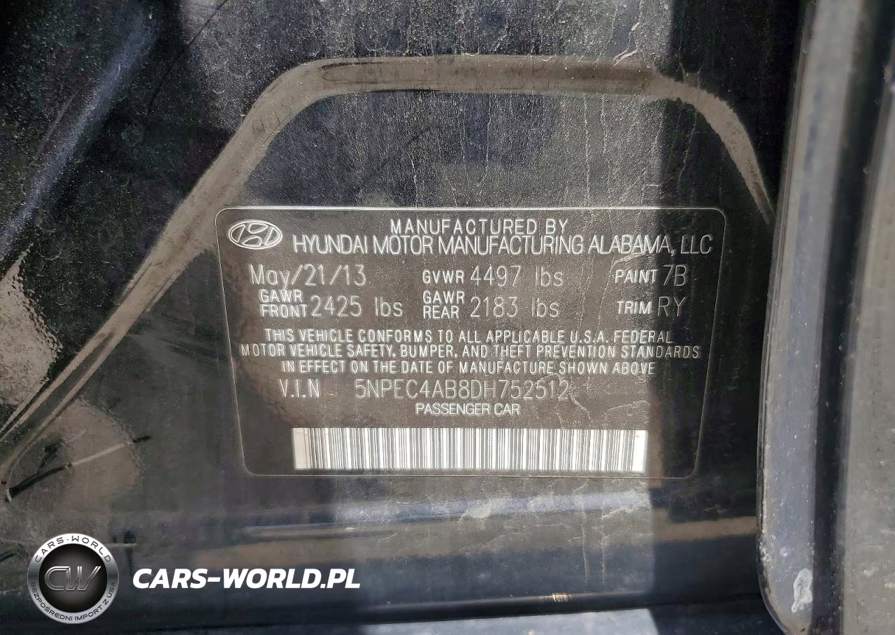 2013 Hyundai Sonata Se 2.0T VIN:5NPEC4AB8DH752512 - 12