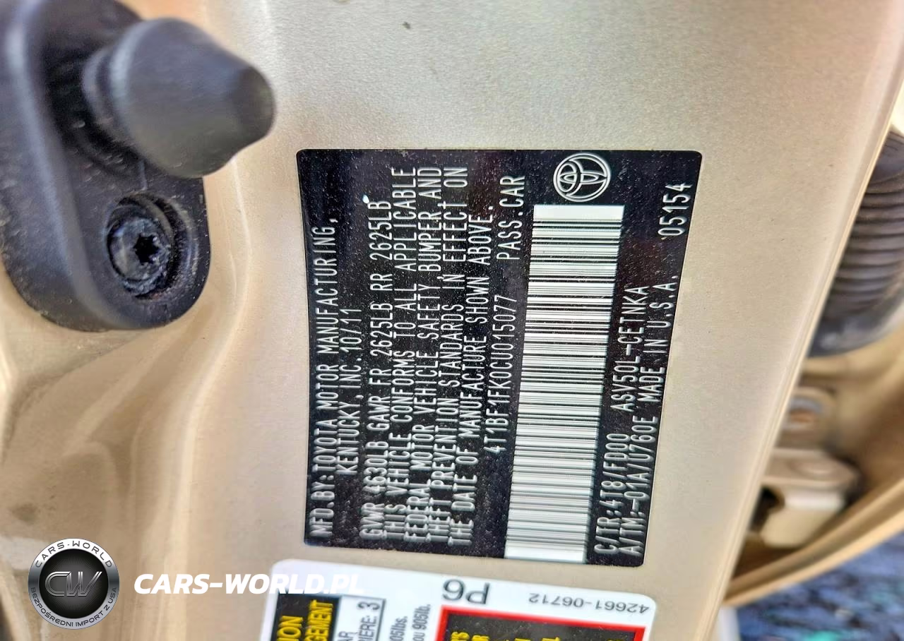 2012 Toyota Camry L VIN:4T1BF1FK0CU015077 - 12