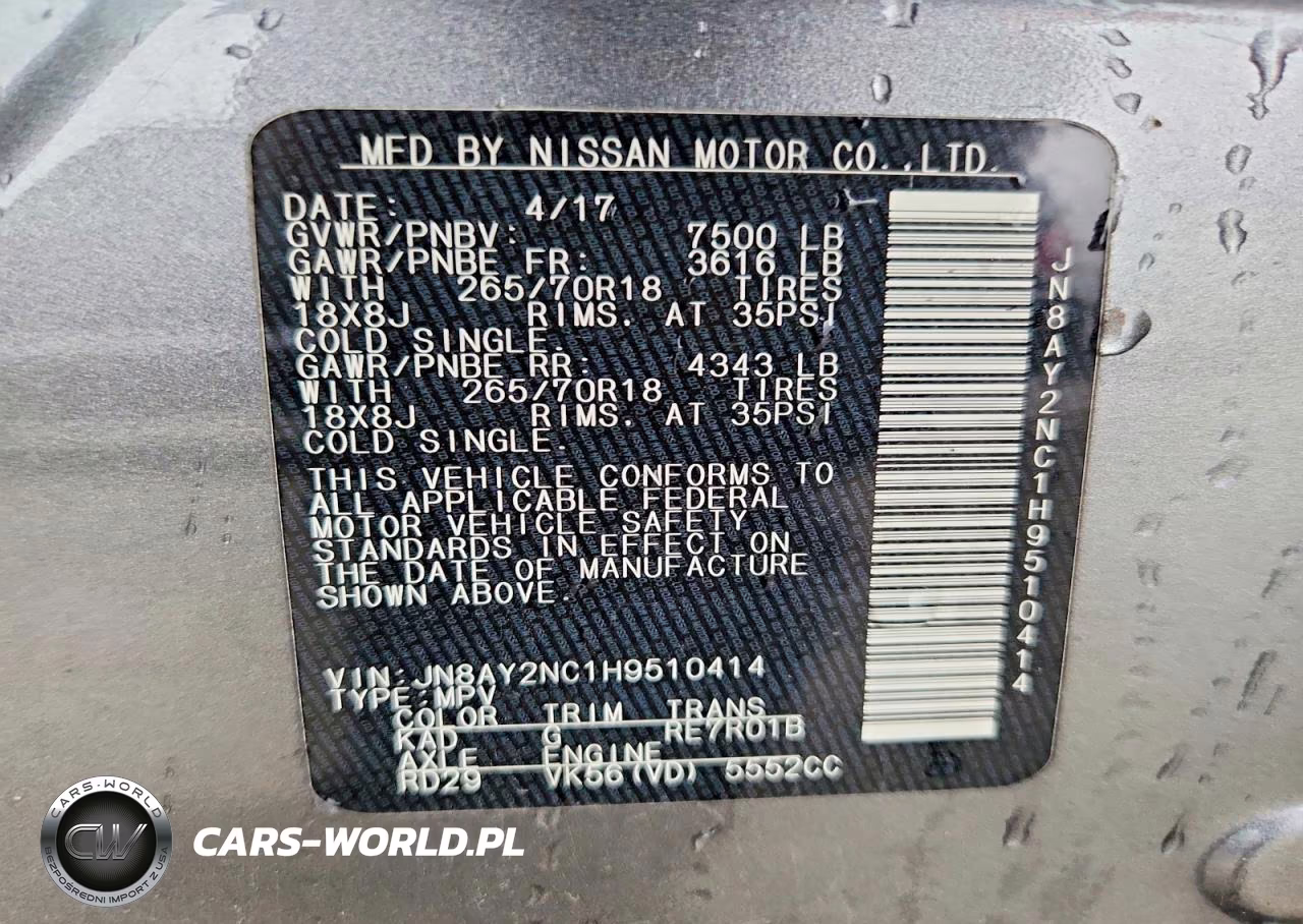 2017 Nissan Armada Sv VIN:JN8AY2NC1H9510414 - 13