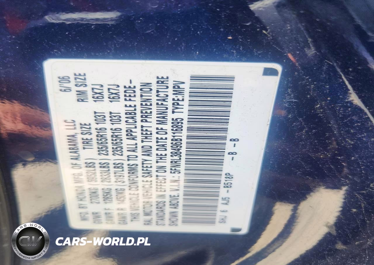 2006 Honda Odyssey Ex VIN:5FNRL38496B116895 - 13