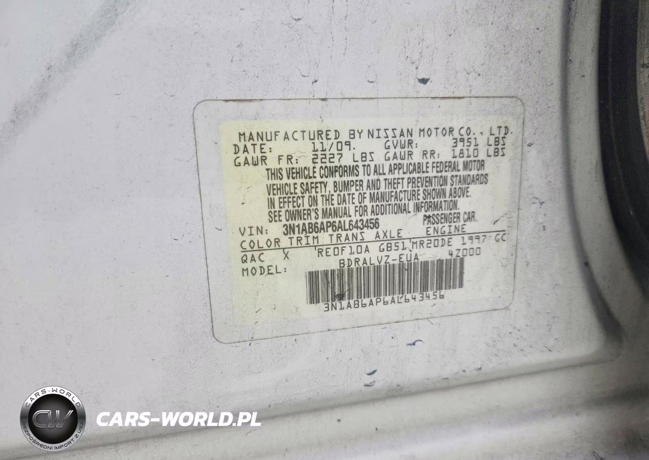 2010 Nissan Sentra 2.0 VIN:3N1AB6AP6AL643456 - 12