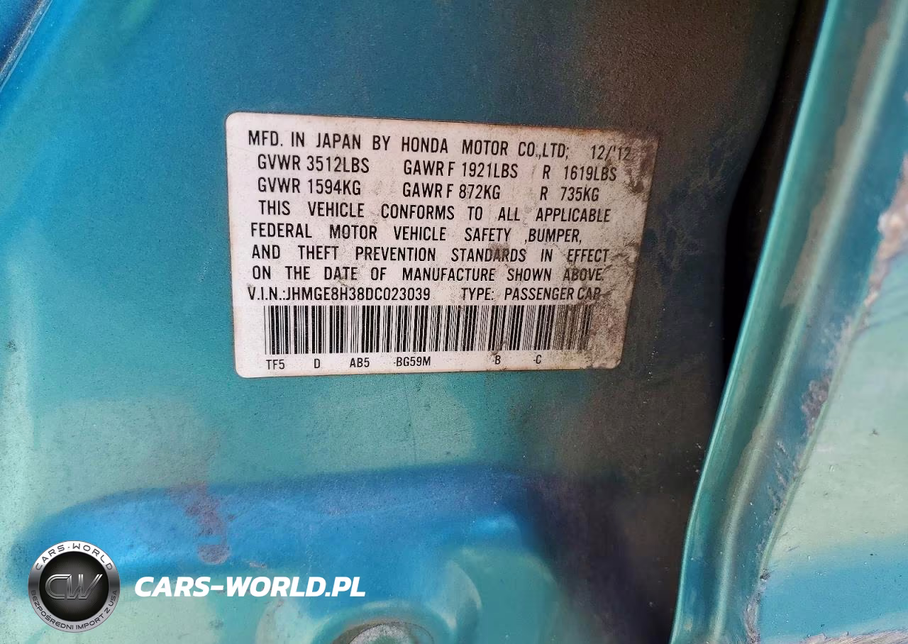 2013 Honda Fit VIN:JHMGE8H38DC023039 - 12