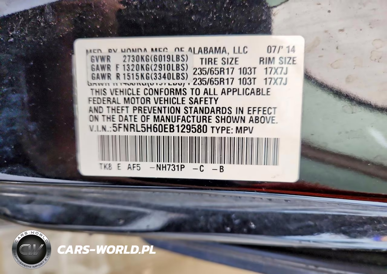 2014 Honda Odyssey Exl VIN:5FNRL5H60EB129580 - 13
