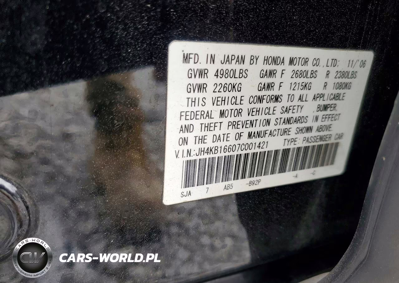 2007 Acura Rl VIN:JH4KB16607C001421 - 12