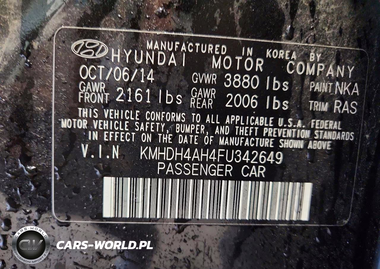 2015 Hyundai Elantra Sport VIN:KMHDH4AH4FU342649 - 13