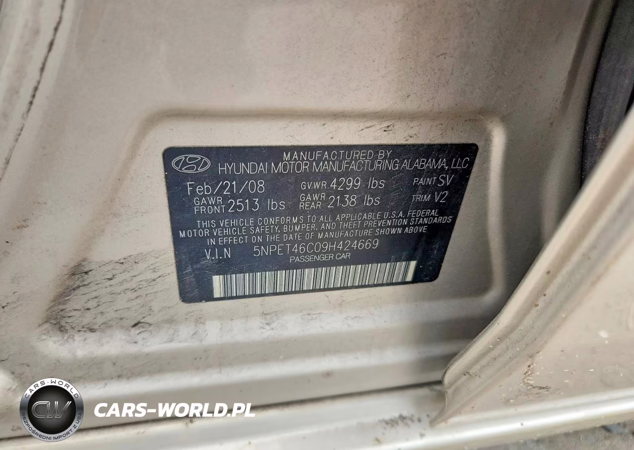 2009 Hyundai Sonata Gls VIN:5NPET46C09H424669 - 12