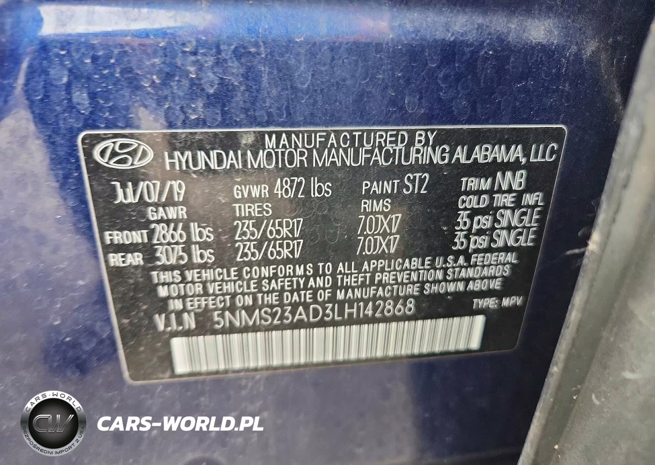 2020 Hyundai Santa Fe Se VIN:5NMS23AD3LH142868 - 14