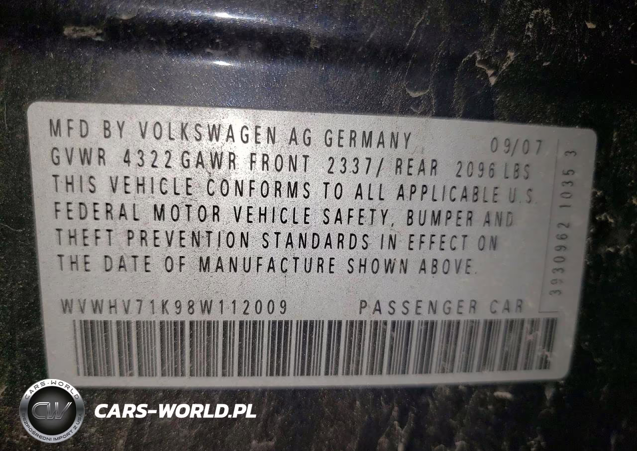 2008 Volkswagen Gti VIN:WVWHV71K98W112009 - 12