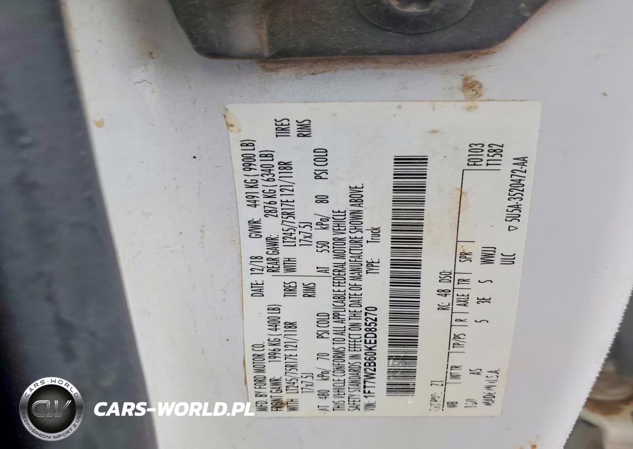 2019 Ford F250 Super Duty VIN:1FT7W2B60KED85270 - 12