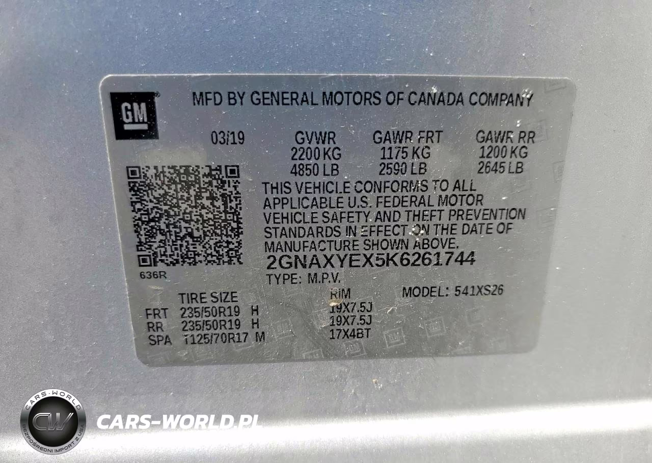 2019 Chevrolet Equinox Premier VIN:2GNAXYEX5K6261744 - 13