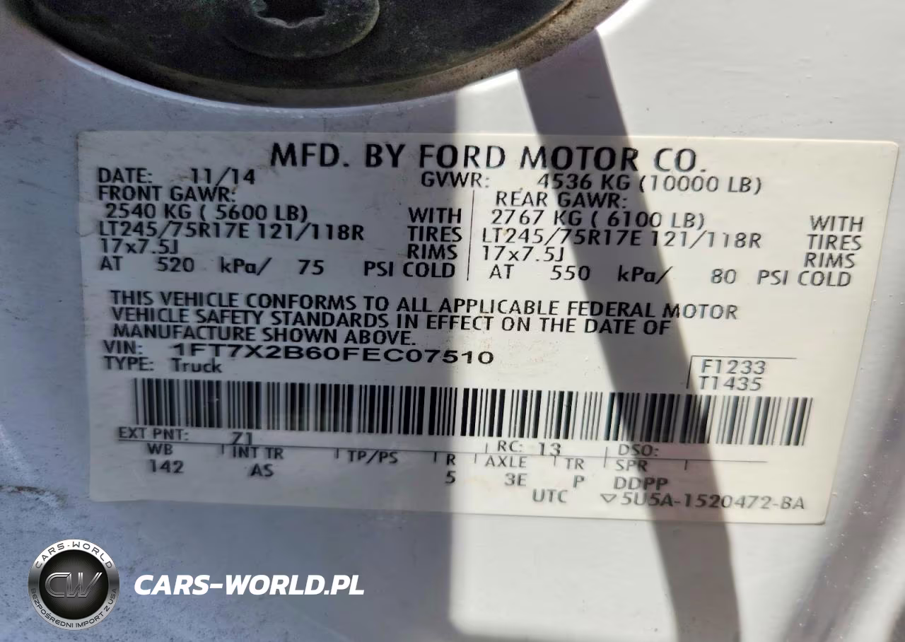 2015 Ford F250 Super Duty VIN:1FT7X2B60FEC07510 - 12