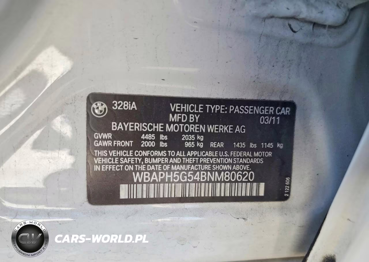 2011 BMW 3-Series 328I 4D Sed VIN:WBAPH5G54BNM80620 - 12