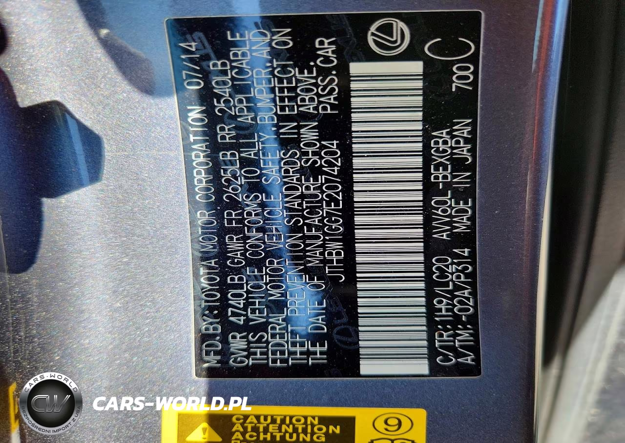 2014 Lexus Es 300H VIN:JTHBW1GG7E2074204 - 12