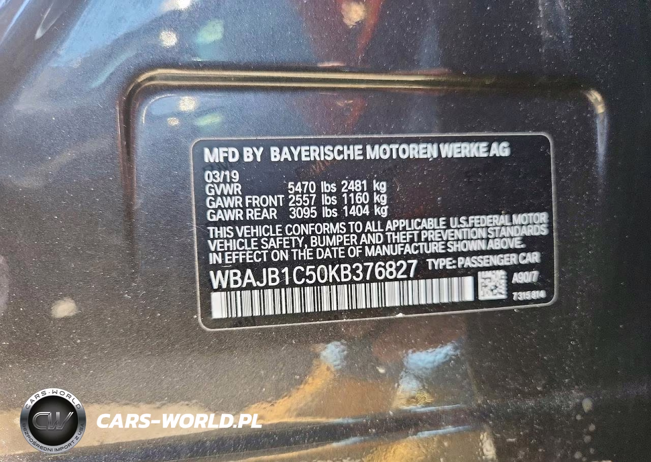 2019 BMW 530Xe VIN:WBAJB1C50KB376827 - 12