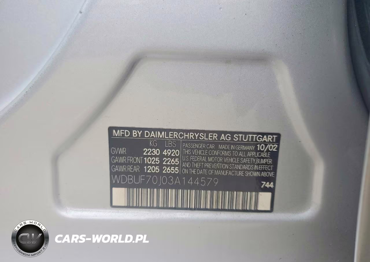 2003 Mercedes-Benz E 500 VIN:WDBUF70J03A144579 - 12