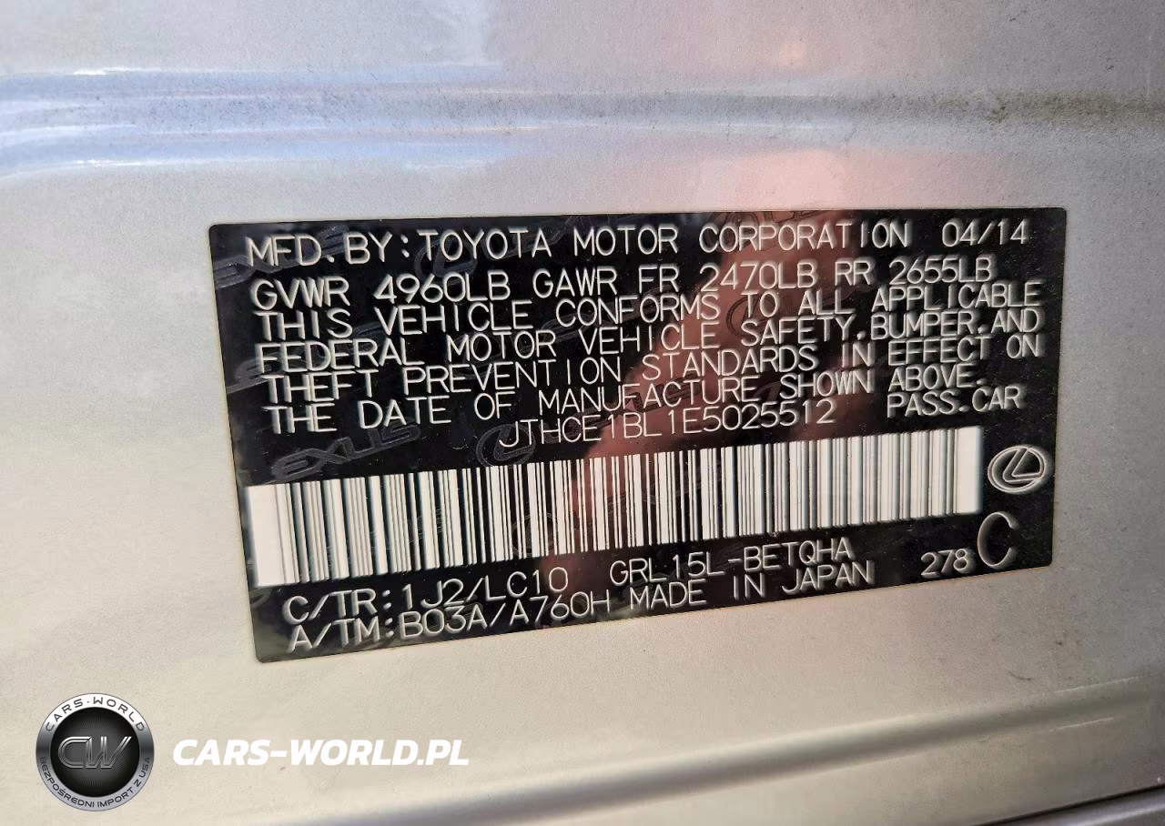 2014 Lexus Gs 350 VIN:JTHCE1BL1E5025512 - 12