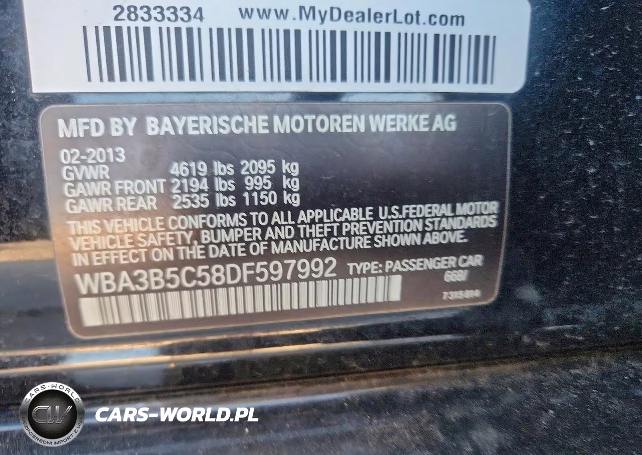 2013 BMW 328 Xi Sulev VIN:WBA3B5C58DF597992 - 12