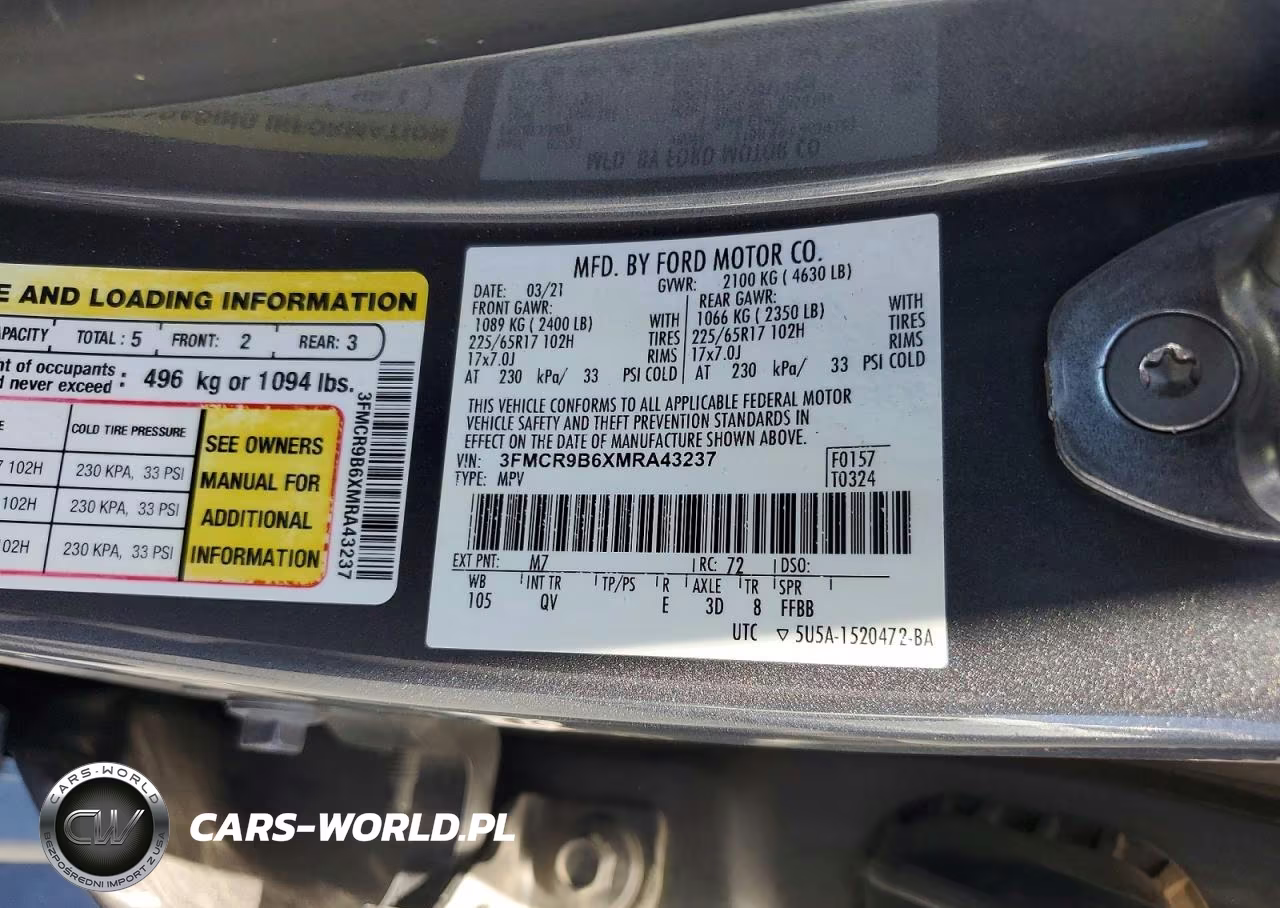 2021 Ford Bronco Sport Big Bend VIN:3FMCR9B6XMRA43237 - 13