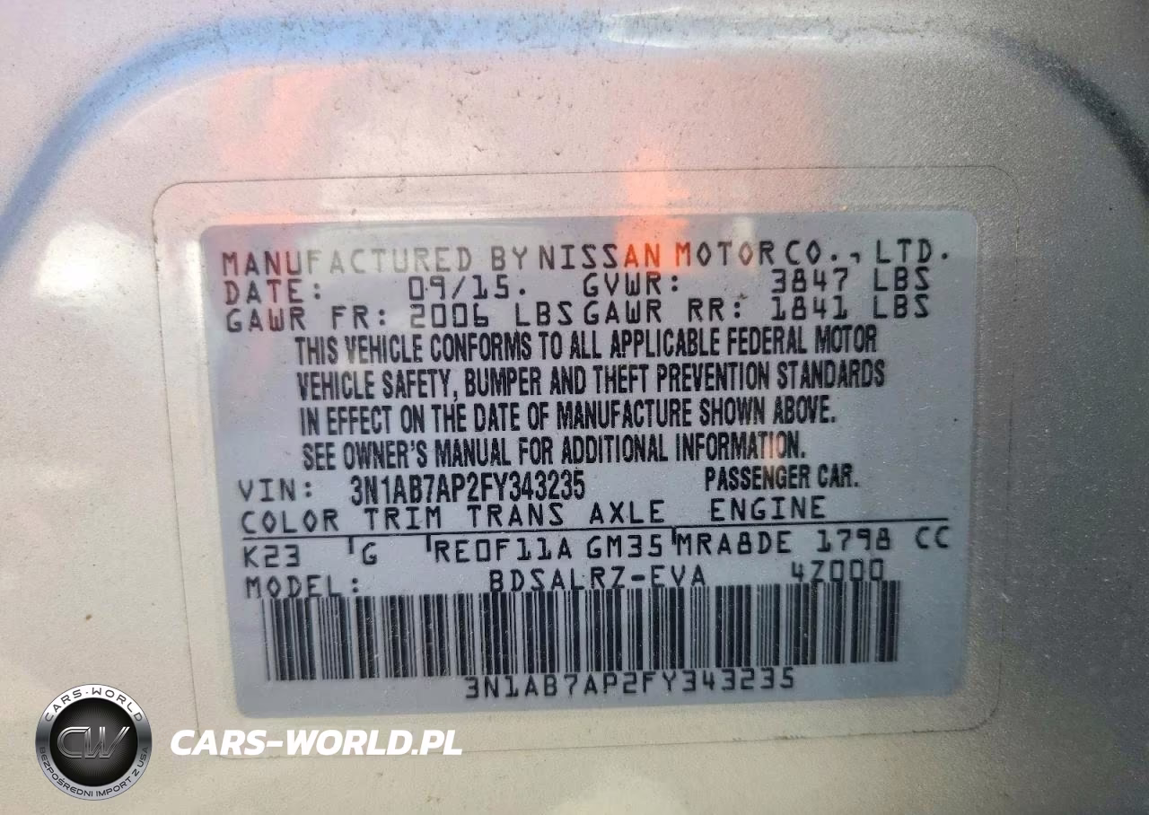 2015 Nissan Sentra Sr VIN:3N1AB7AP2FY343235 - 12