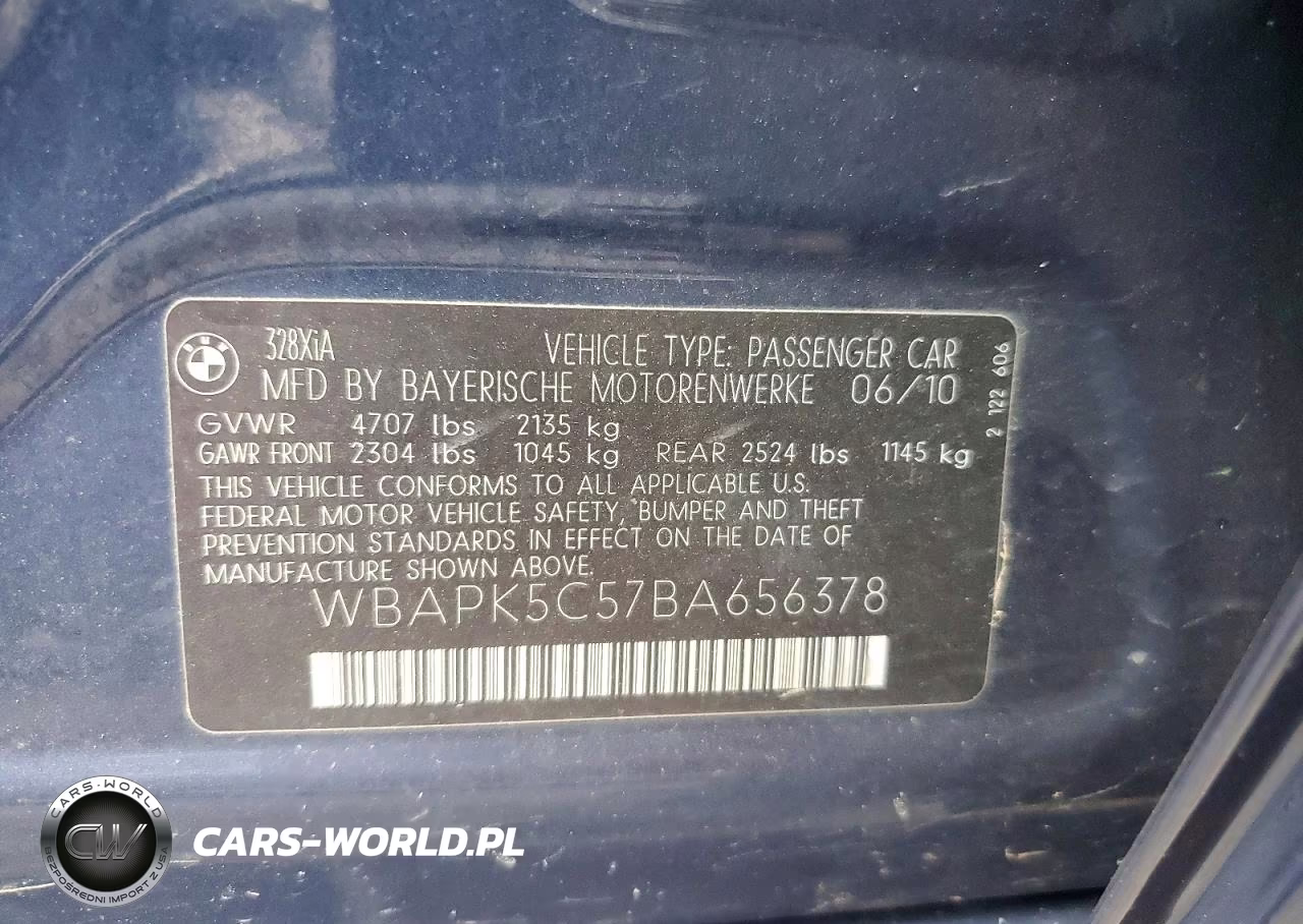 2011 BMW 328 Xi Sulev VIN:WBAPK5C57BA656378 - 12