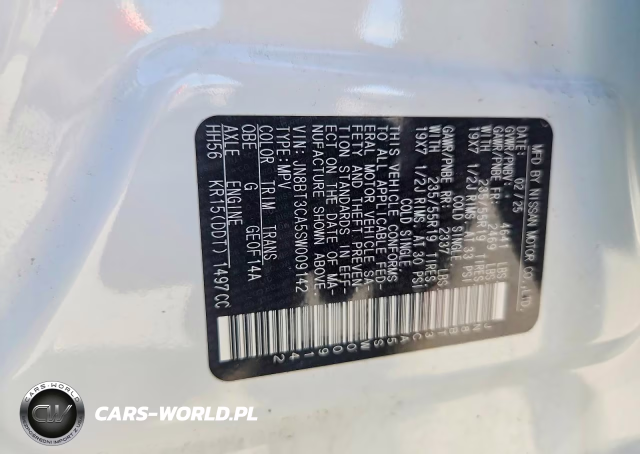 2025 Nissan Rogue Sl VIN:JN8BT3CA5SW009142 - 14