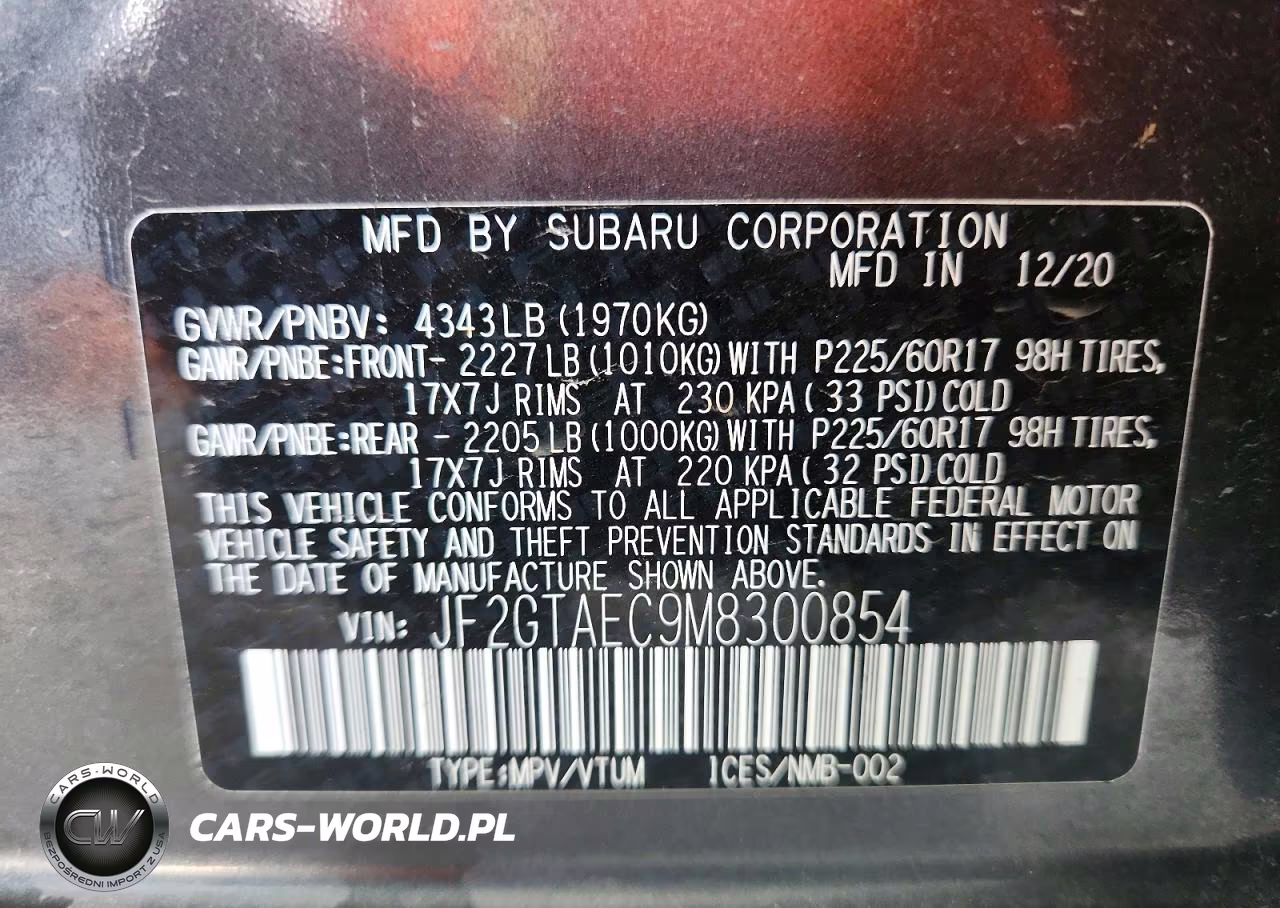 2021 Subaru Crosstrek Premium VIN:JF2GTAEC9M8300854 - 13