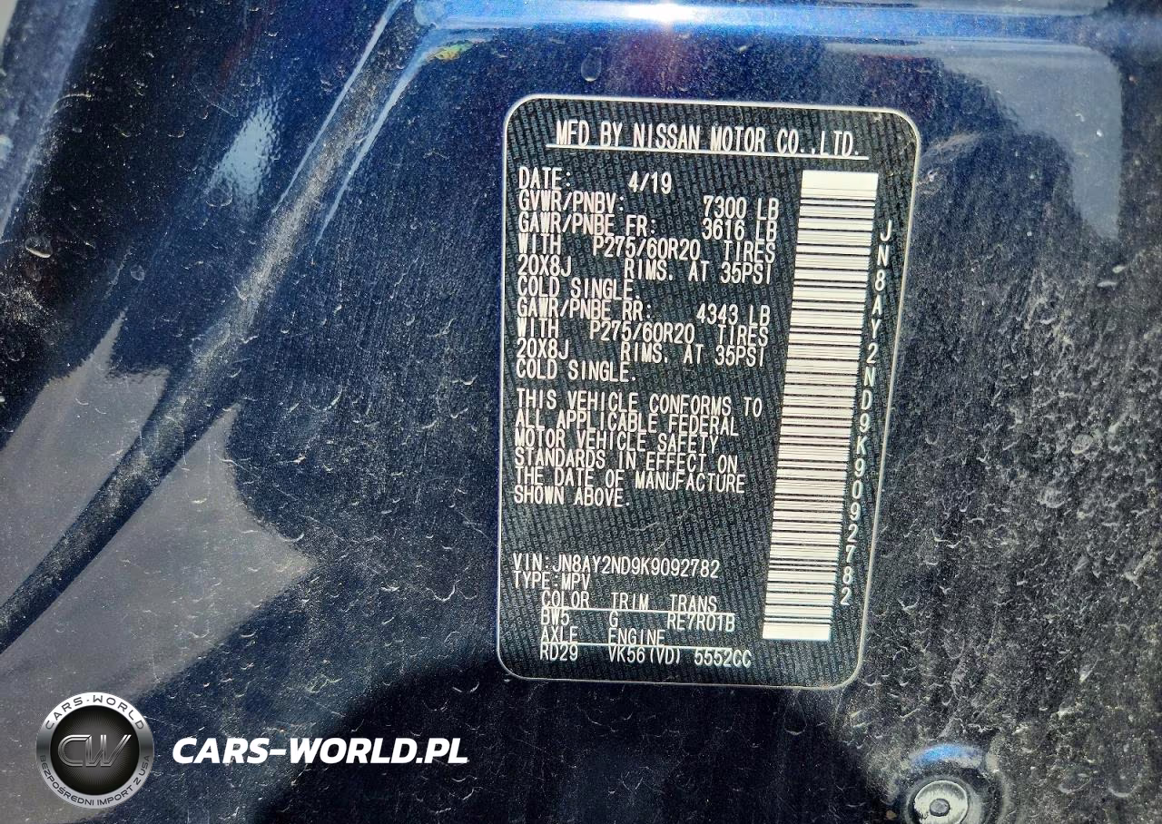 2019 Nissan Armada Sl VIN:JN8AY2ND9K9092782 - 14